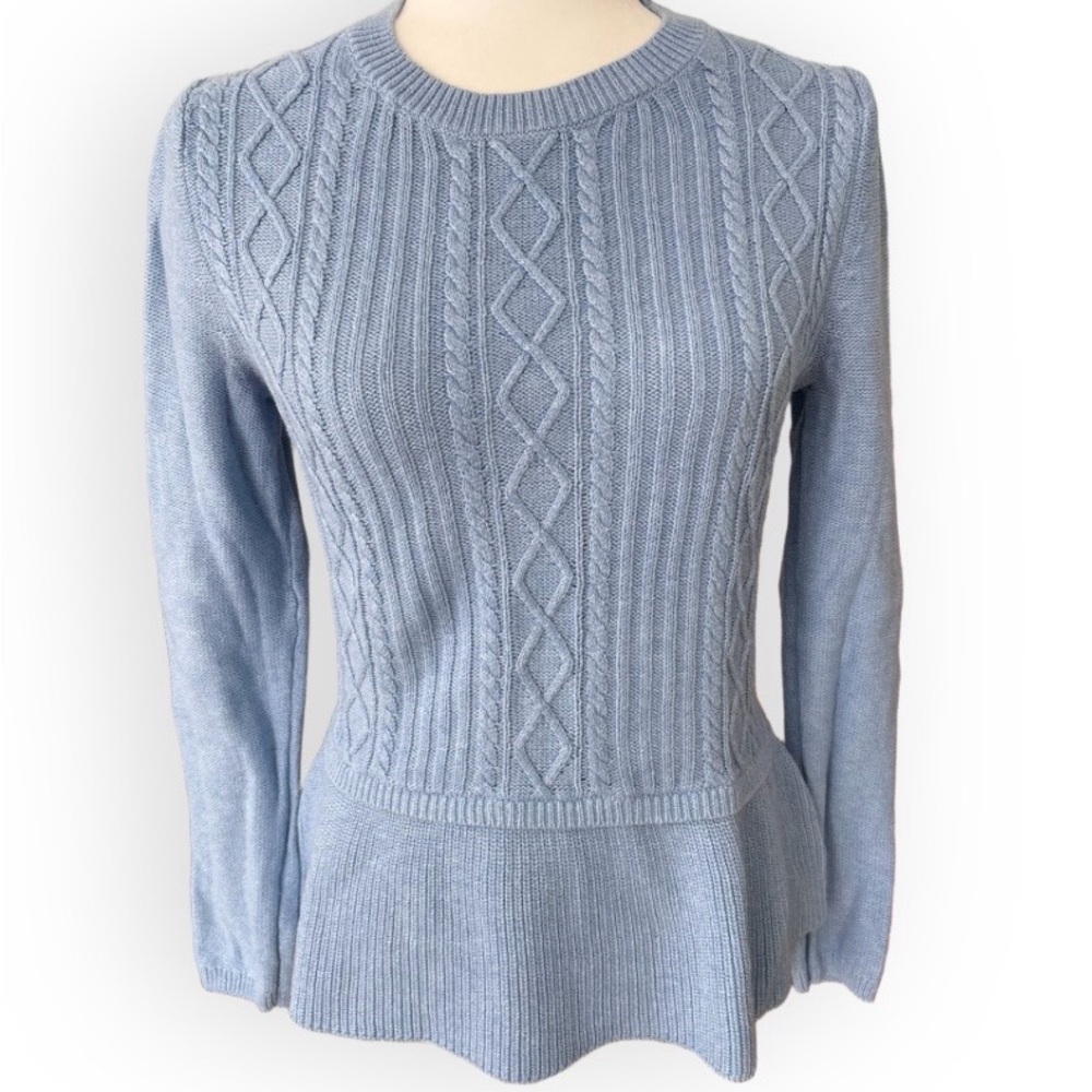 Talbots Cable Knit Peplum Hem Sweater Size S Modern Classic Coquette